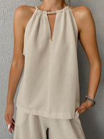Cutout Tank and Wide Leg Pants Set
