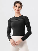 Round Neck Long Sleeve Active T-Shirt - Ladyez