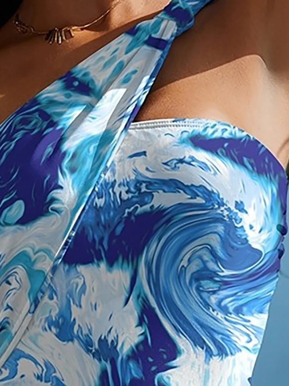 FAM-FAM Cutout Printed One-Shoulder One-Piece Swimwear - Ladyez