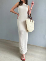 Openwork Slit Round Neck Cover-Up - Ladyez