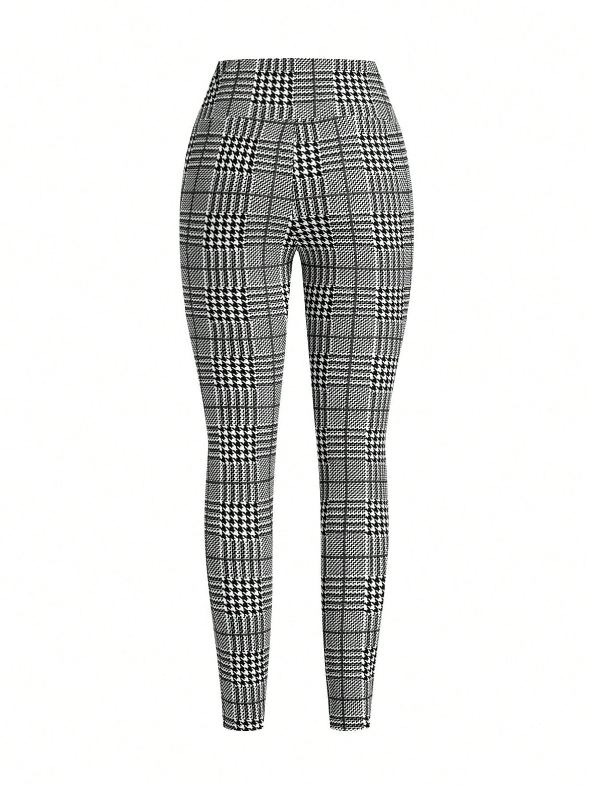 High Waist Plaid Slim Fit Pants