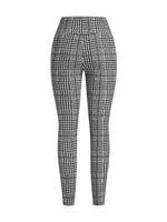 High Waist Plaid Slim Fit Pants
