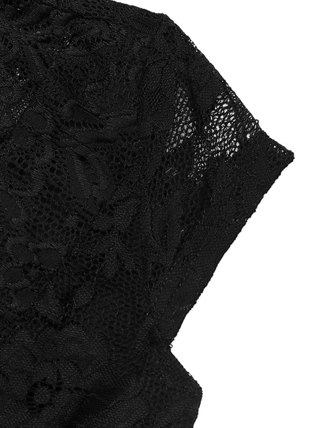 Perfee Lace V-Neck Cap Sleeve Bodysuit - Ladyez