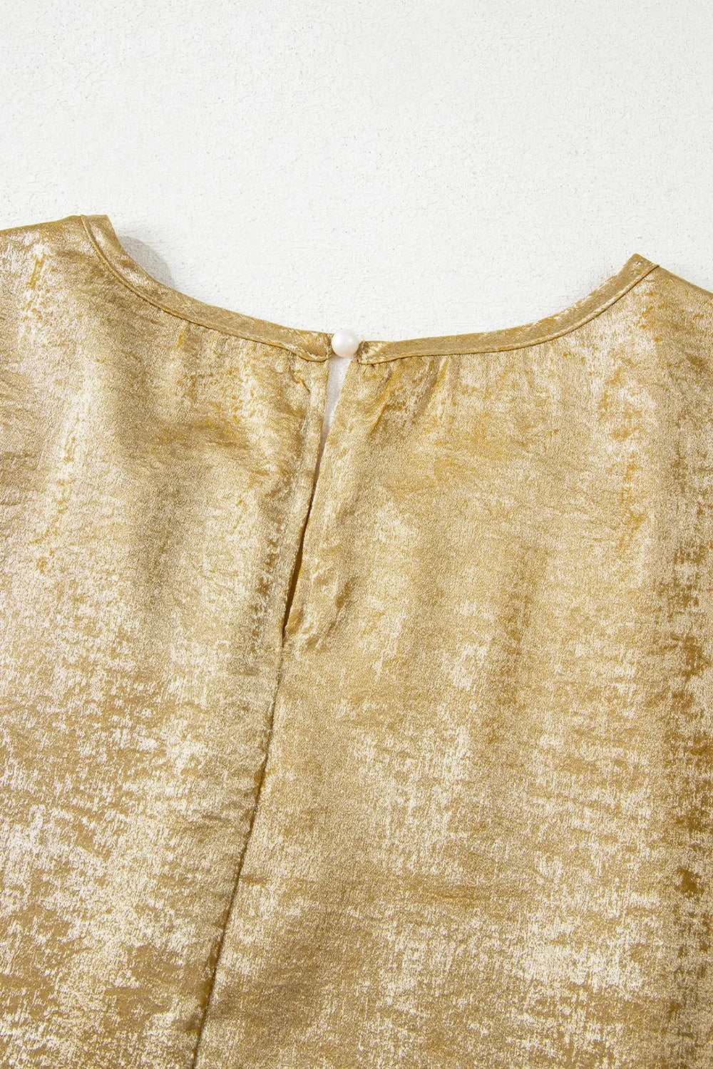 Metallic Gold Short Sleeve Casual Blouse - Ladyez