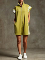Striped Zip Front Romper