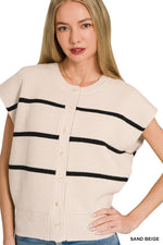Zenana Striped Viscose Sweater Vest