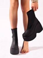 Chunky Platform Wedge Boots - Ladyez