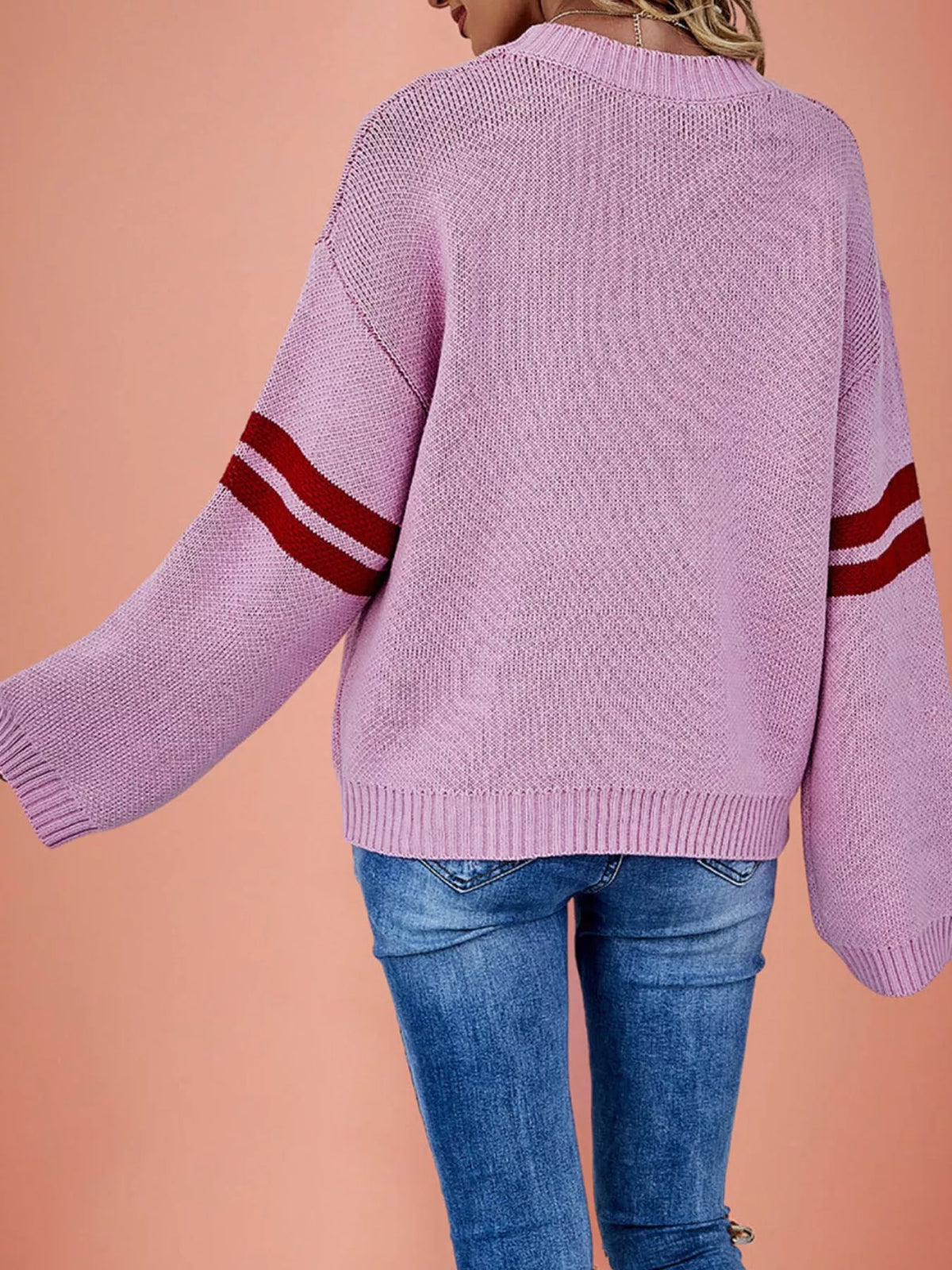 Heart Pattern Dropped Shoulder Sweater