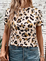 Leopard Print Short Sleeve T-Shirt - Ladyez