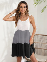 Color Block Spaghetti Strap Cover-Up Dress - Ladyez