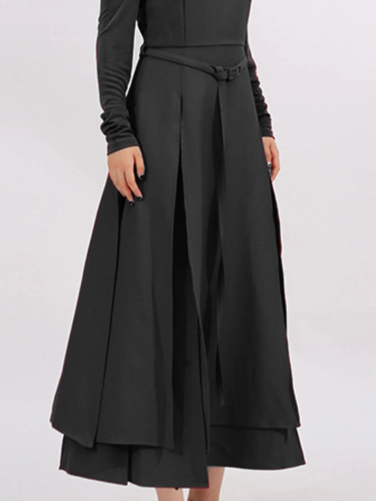 Slit Spaghetti Strap Long Sleeve Dress