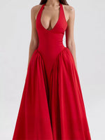 Halter Neck Midi Dress with Pockets