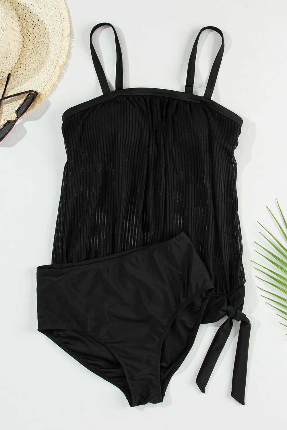 Square Neck Spaghetti Strap Tankini Set - Ladyez