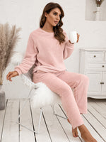 Ivy Lane Teddy Long Sleeve Top and Pants Lounge Set - Ladyez