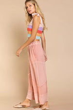 POL Elastic Waistband Wide Leg Pants with Drawstring