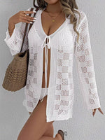 Crochet Knit Tie Front Cover-Up