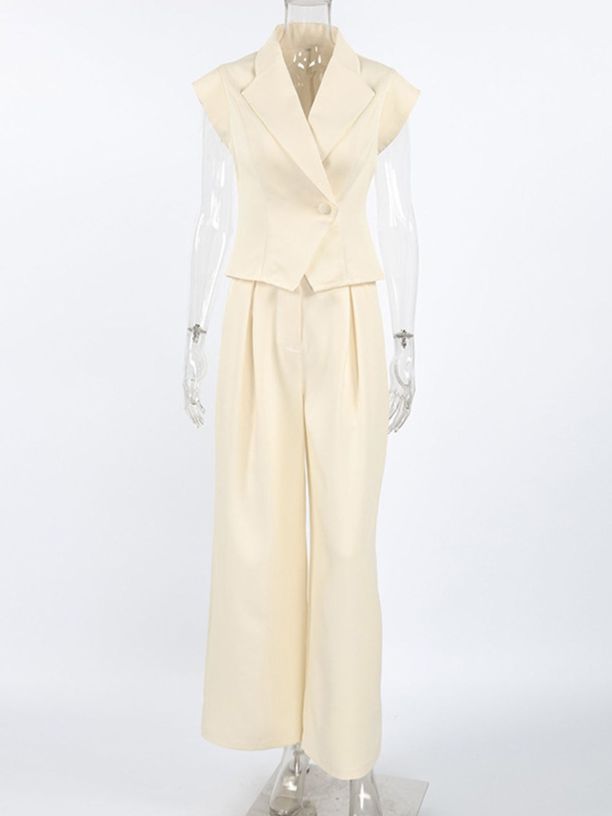 One Button Blazer & Wide Leg Pants Set