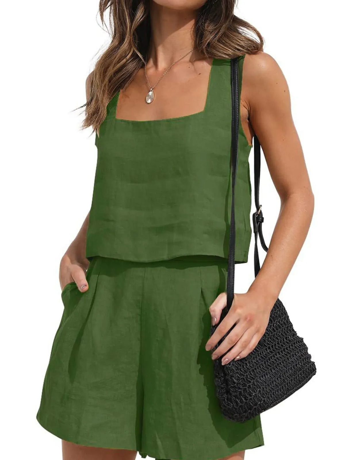 Square Neck Tank and Shorts Set