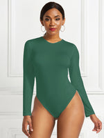 Round Neck Long Sleeve Bodysuit - Ladyez