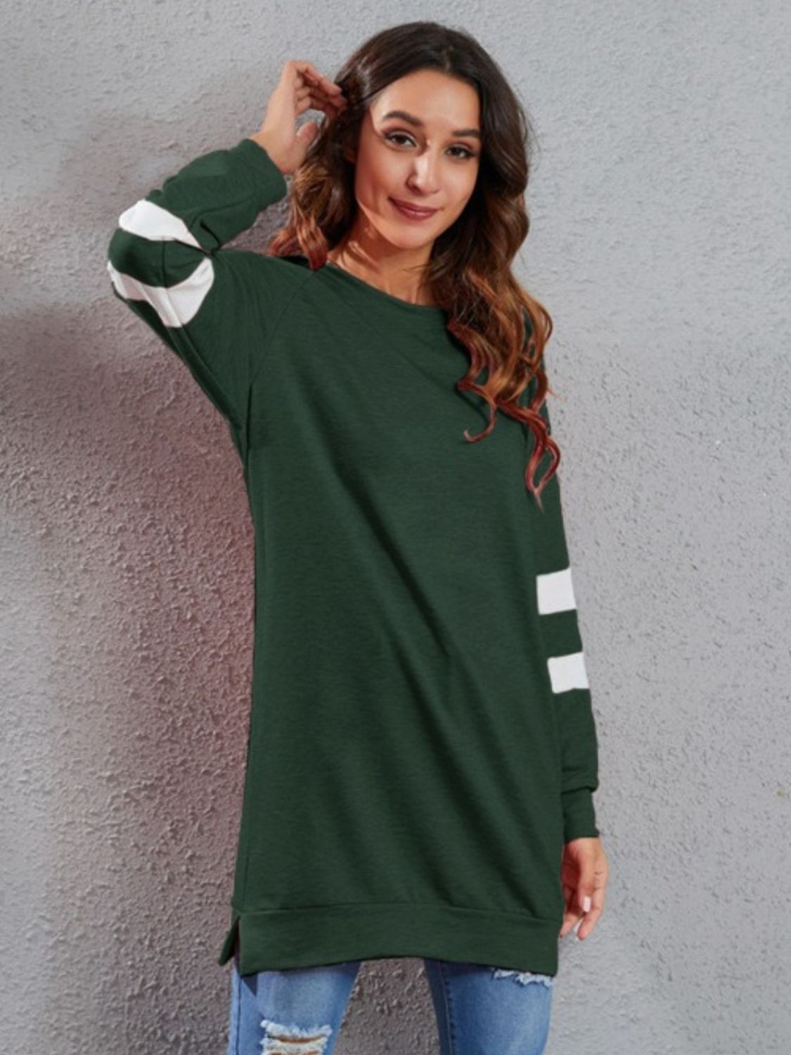 Full Size Striped Round Neck Long Sleeve T-Shirt - Ladyez