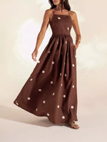 Polka Dot Maxi Dress with Spaghetti Straps