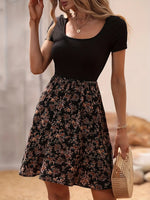 Floral Print Short Sleeve Mini Dress
