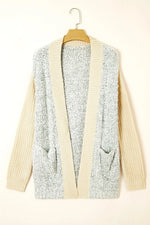 Color Block Side Pockets Open Front Cardigan