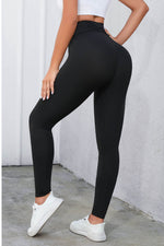 Crisscross Detail Wide Waistband Leggings - Ladyez