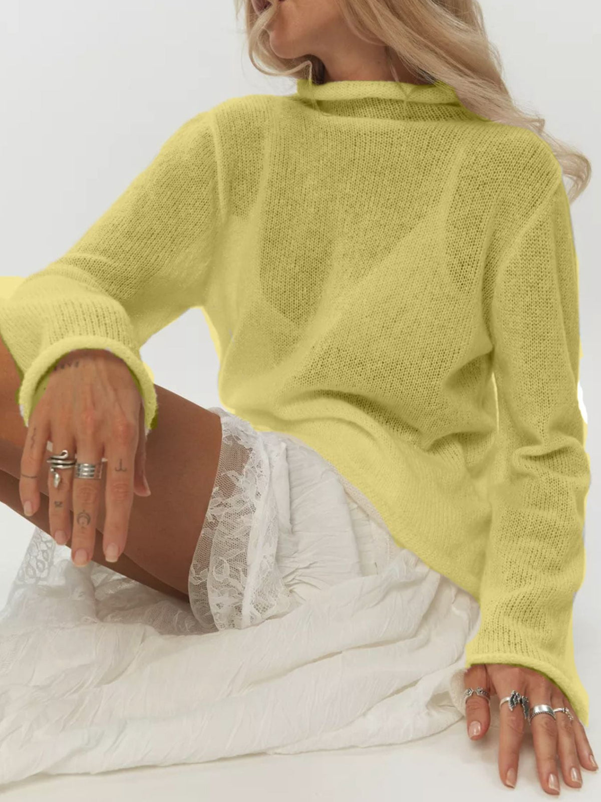 Mock Neck Long Sleeve Sweater
