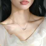 925 Sterling Silver Double Circle Pendant Necklace