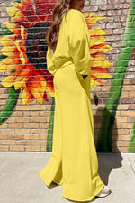 Round Neck Long Sleeve Sweatshirt and Pants Set