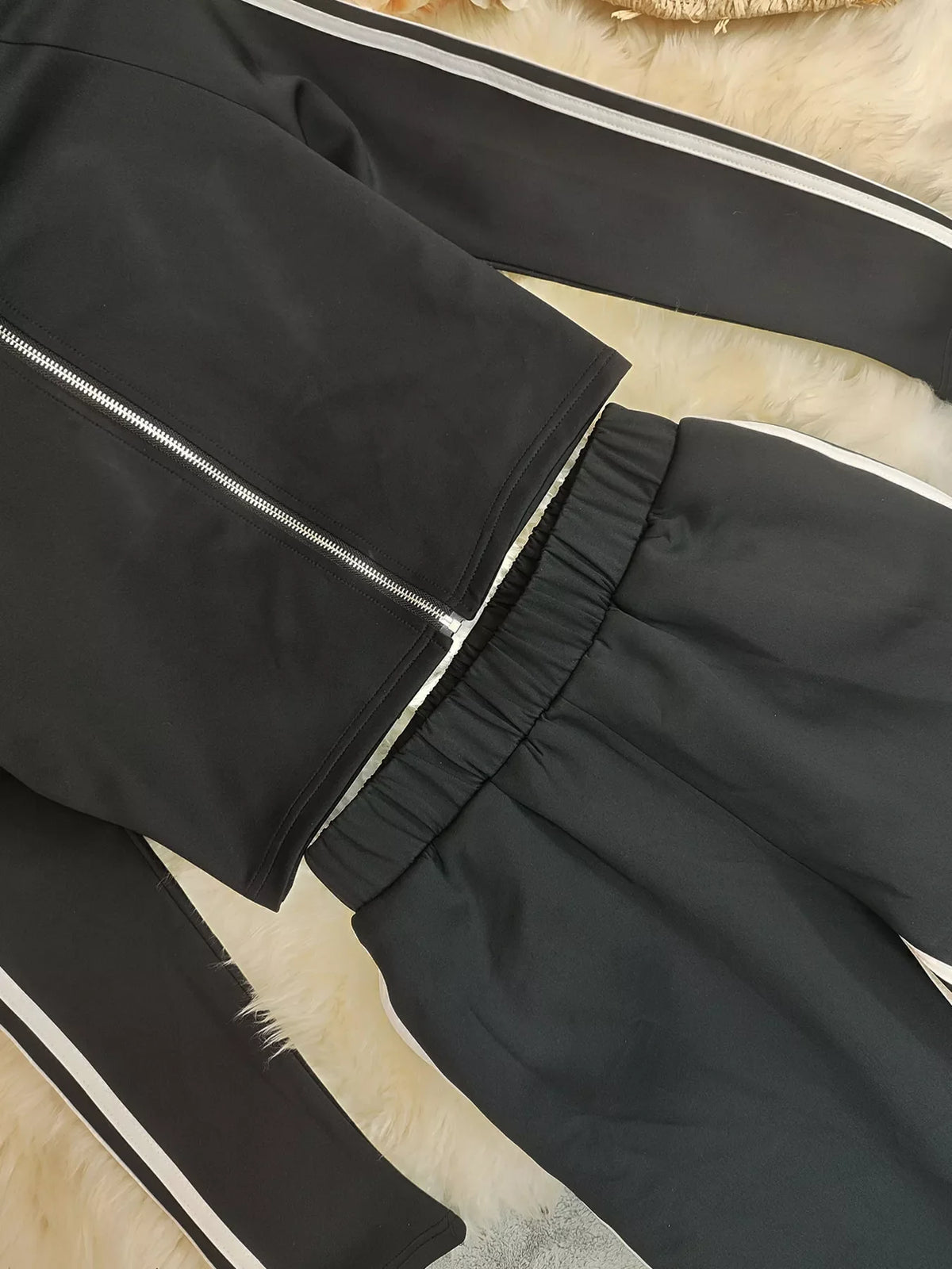 Striped Zip Up Top and Pants Set