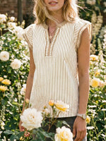 Striped Ruffle Sleeve Blouse