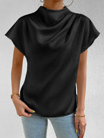 Mock Neck Short Sleeve Blouse