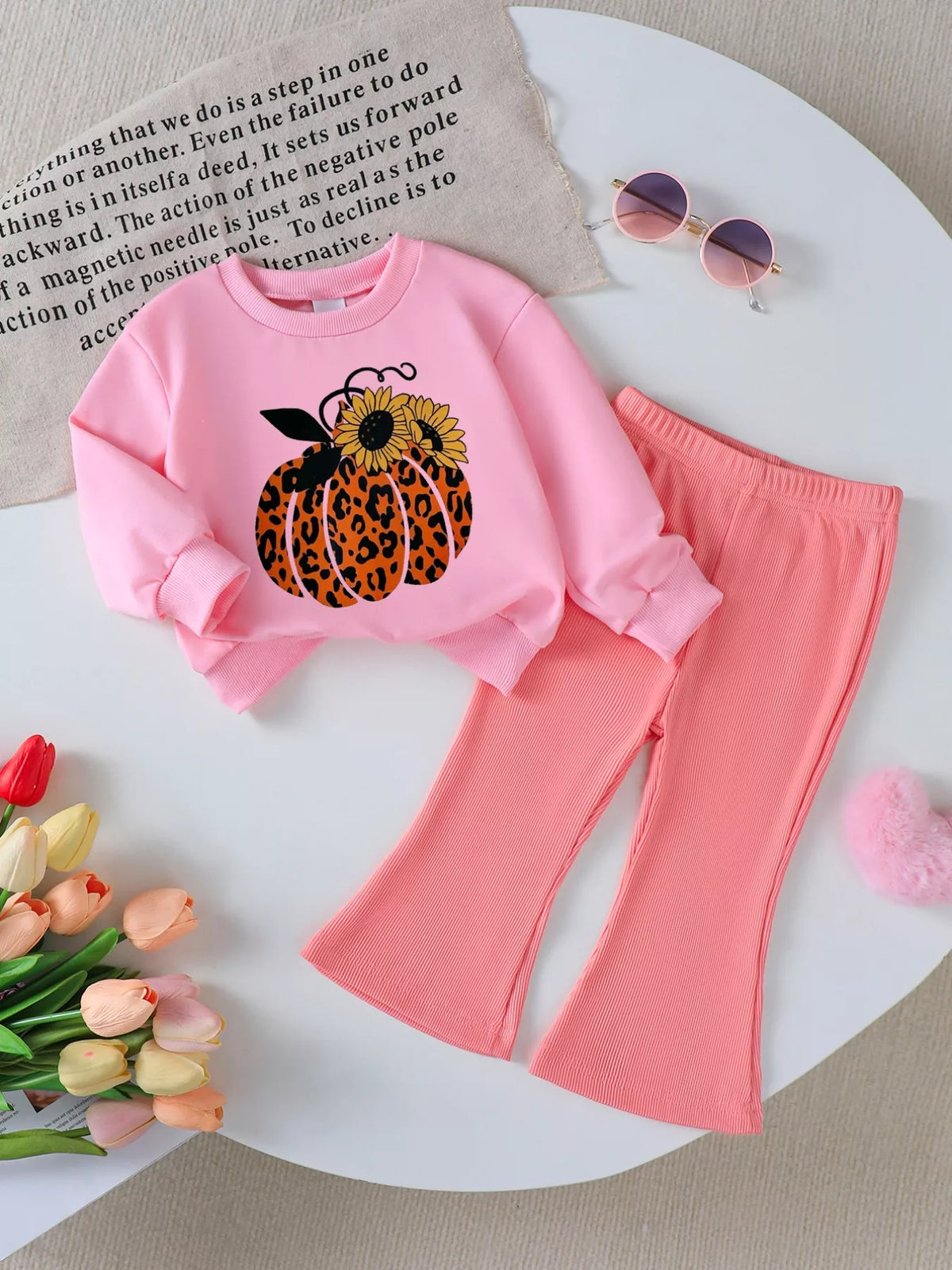 Children's Halloween Graphic Sweatshirt and Flare Pants Set