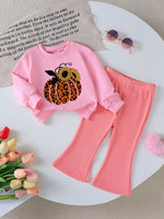 Children's Halloween Graphic Sweatshirt and Flare Pants Set
