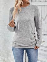 Casual Decor Button Long Sleeve T-Shirt