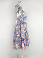 Colorful Print Halter Neck Ruffle Mini Dress