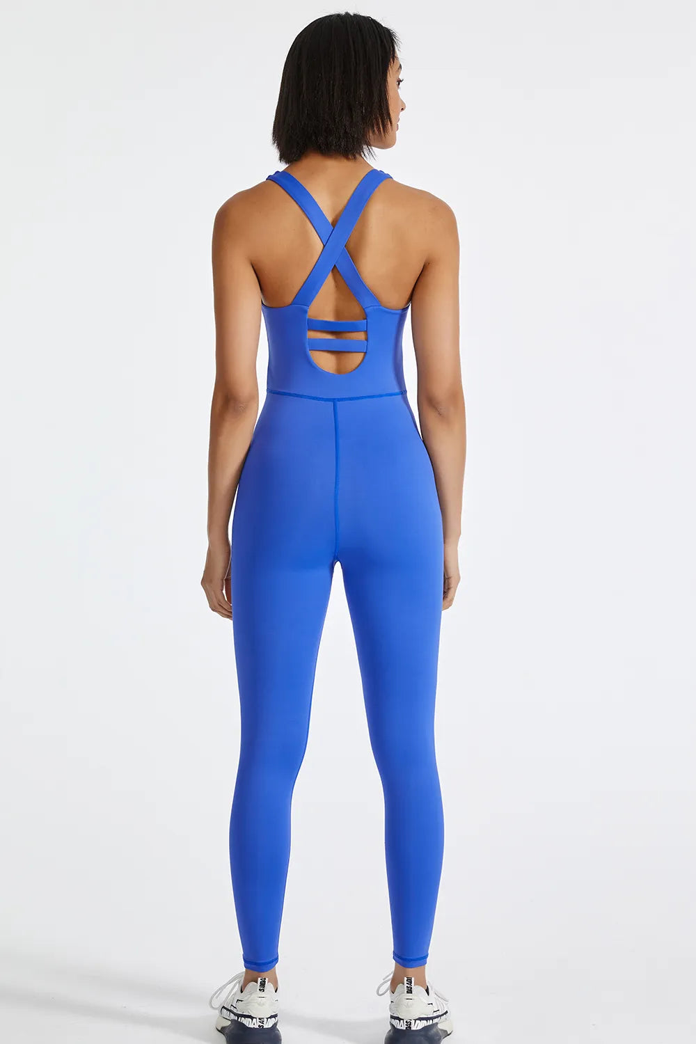 Crisscross Back Wide Strap Active Jumpsuit - Ladyez