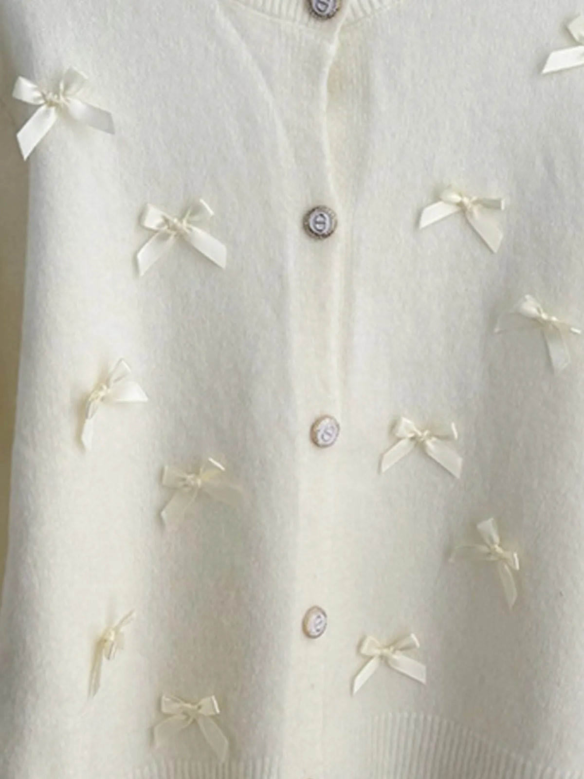 Bow Button Up Long Sleeve Cardigan