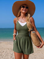Color Block Adjustable Strap One-Piece Swimsuit