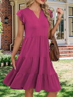 Ruffle Sleeve Tiered Midi Dress