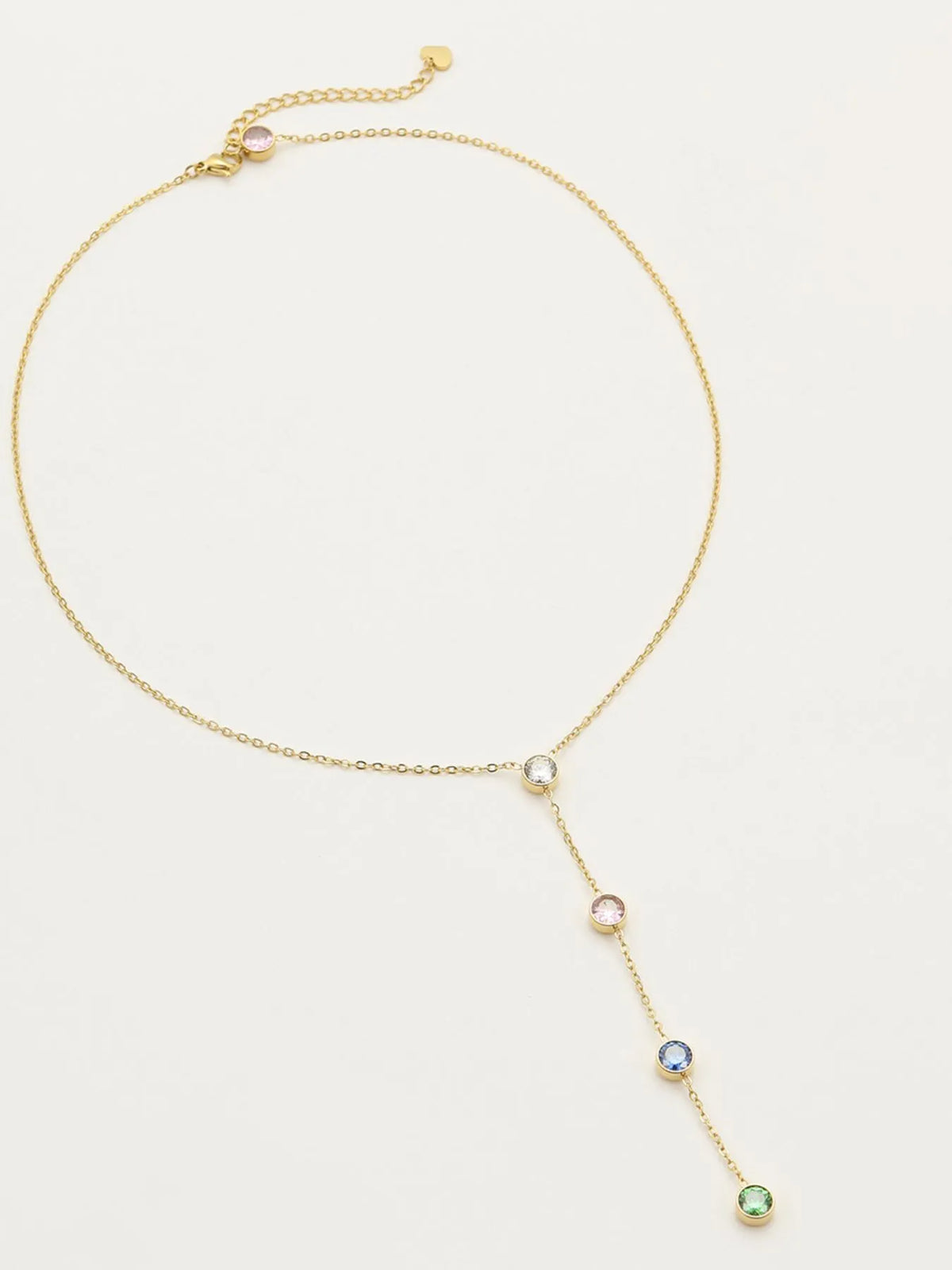 18K Gold-Plated Stainless Steel Zircon Y-Drop Necklace