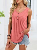 Button Detail Round Neck Tank