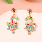 Christmas Candy Cane Bow Drop Earrings