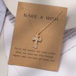 18K Gold-Plated Rhinestone Cross Necklace