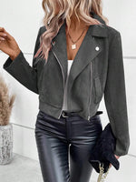 Zip Up Suede Cropped Moto Jacket