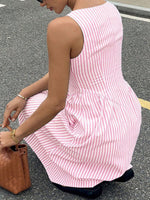 Striped Square Neck Midi Dress