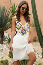 Geometric V-Neck Spaghetti Strap Cover Up Dress - Ladyez
