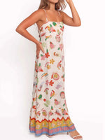 Printed Square Neck Maxi Cami Dress - Ladyez